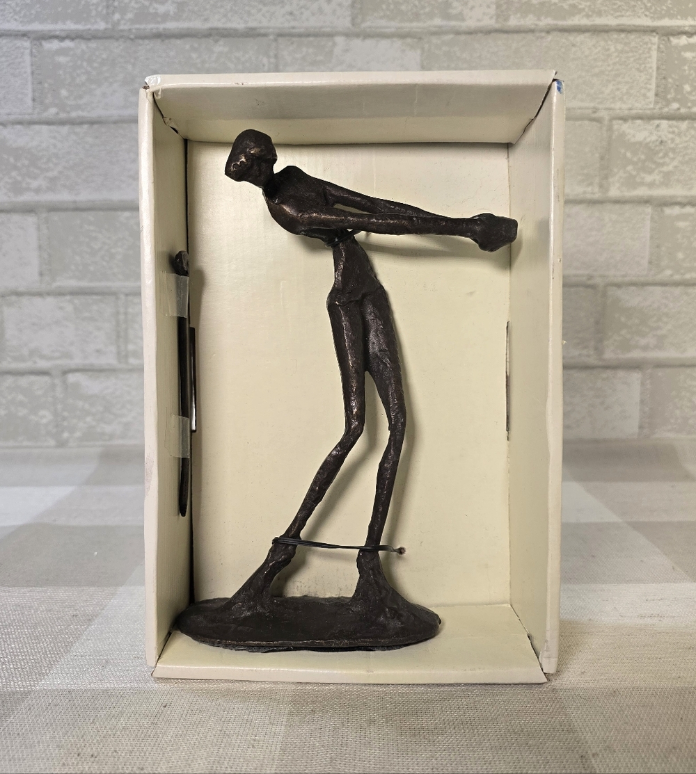 Pier 1 Imports 8" Solid Brass Archaic Female Golfer Golf Figurine NIB / NOS